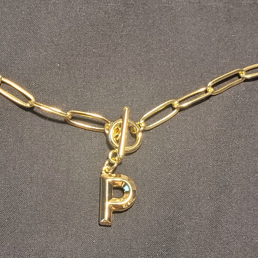Gold "P" Chain Necklace